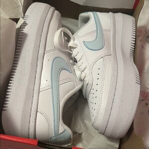 Nike White and Light Blue Sneakers